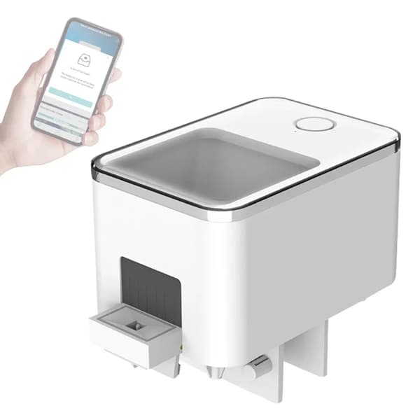 WiFi Smart Fish Feeder, 100ml Stor Kapacitet, Fjernovervågning,HVID