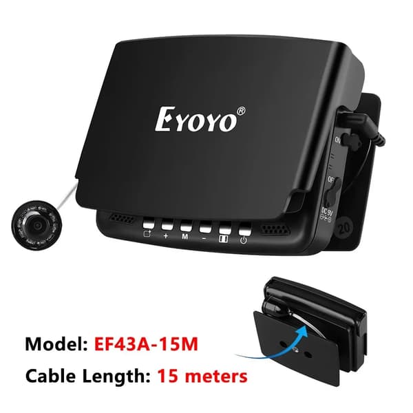 Eyoyo undervattensfiskekamera, 4,3 tum skärm, 130 graders synvinkel,15M kabel - Ingen DVR