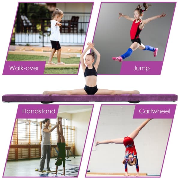 Balance Beam, 7 Fod Foldbar Bærbar Gulvbalancebjælke med Håndtag til Gymnaster, 82.5x4x2.5 tommer, Lilla