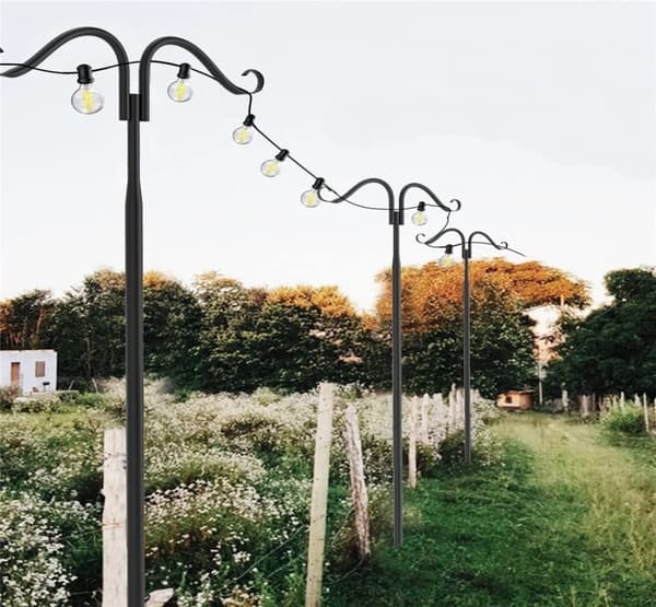 Utomhus Ljusstång för Ljuslina, Justerbar Höjd, Rostfritt Järn Design,L, Svart, 2ST