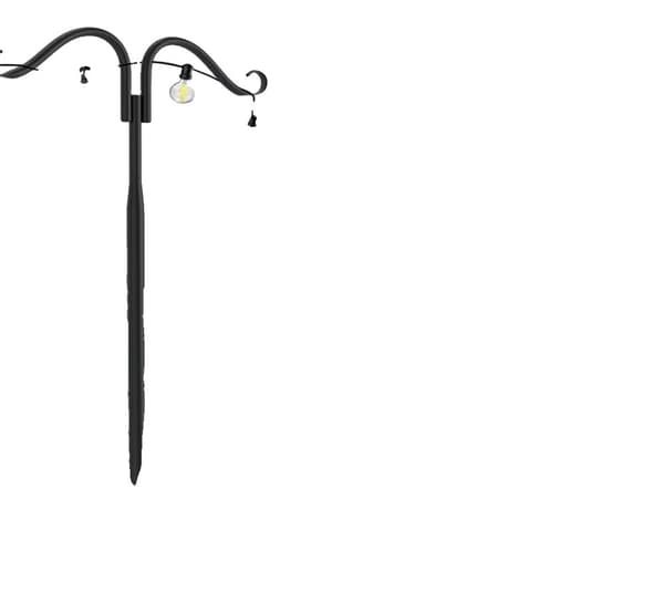Udendørs Lyskæde Stang, Justerbar Højde, Rustfri Jern Design,Sort, L, 2STK