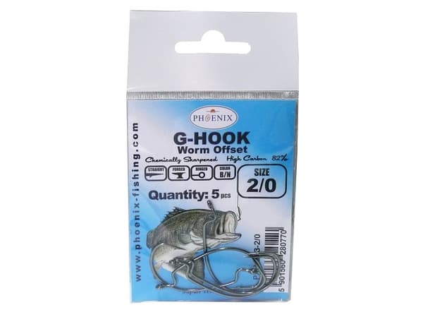 OFFSET G-HOOK KROKAR - #2/0 - KEMISKT SLIPSADE - PHX-B23-2/0 - 5 st.