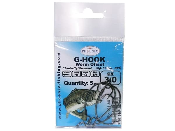 OFFSET G-HOOK KROKAR - #3/0 - KEMISKT SLIPSADE - PHX-B23-3/0 - 5 st.