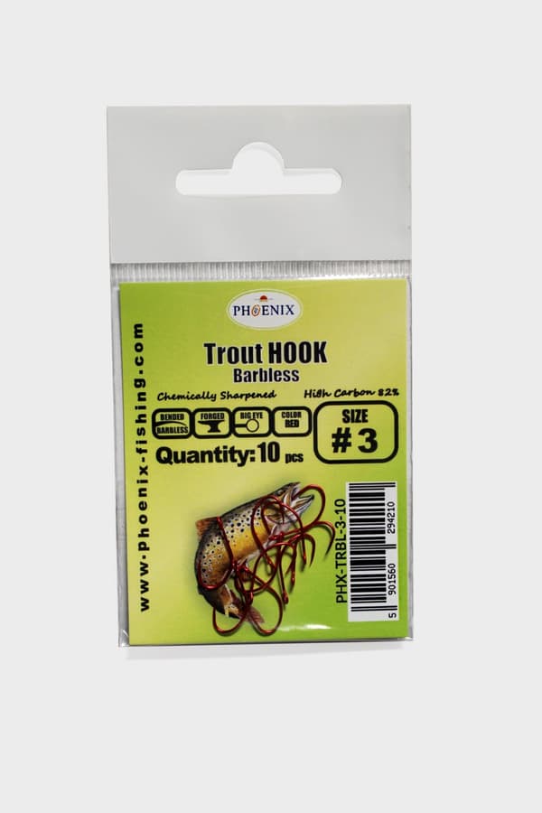Öringkrokar utan tunna - PHX-TRBL-3-10 - Röd - #3