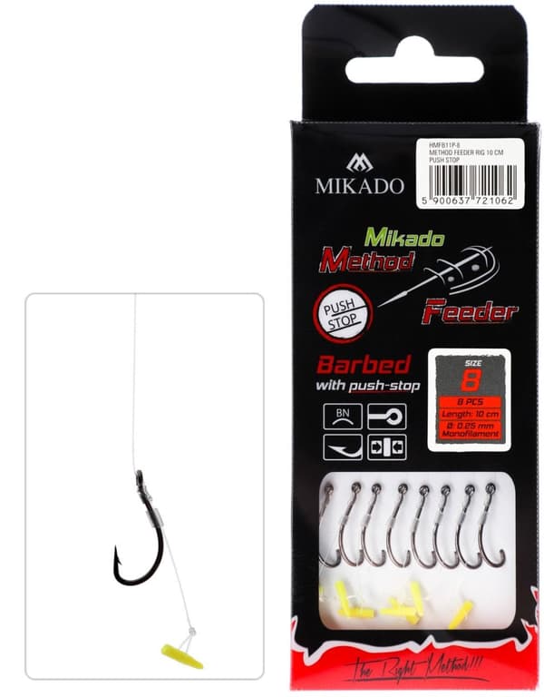 Mikado Kroge Til METODE 10cm PUSH STOP-krog med modhage 12/0,23mm 8 stk.