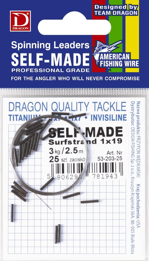 Mat.Przyp.Dragon - AFW (stålfläta 2,5 m + 25 klämmor) 7 x 7 Surfstrand 9 kg HEMMADE 250 cm 1 st.|PDF-.50-809-25