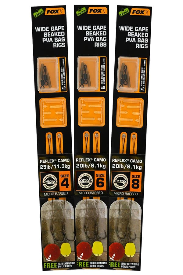 Fox Edges Wide Gape Beaked PVA Ready Rigs - 20lb Størrelse 8 | CCR174