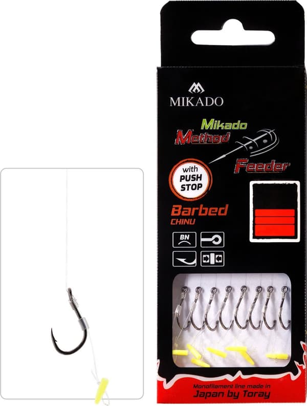 Mikado Method FEEDER forfang med krog nr. 8, linje 0,25 mm, 10 cm, 8 stk.