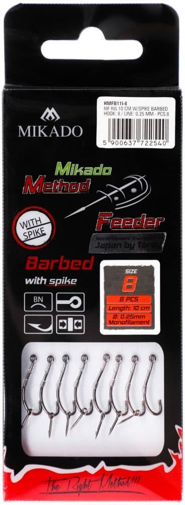 Method Feeder forfang med nål, krog 12, line 0,23 mm/10 cm, 8 stk.