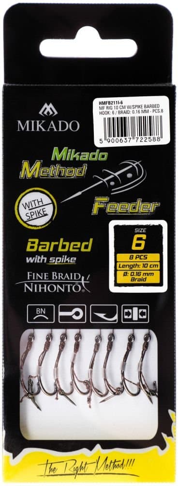 Method Feeder-forfang med nål, krog nr. 4/fletning 0,16 mm - 8 stk.