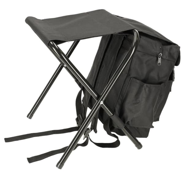 Turist fiskestol, foldbar rygsæk, sort, 10l