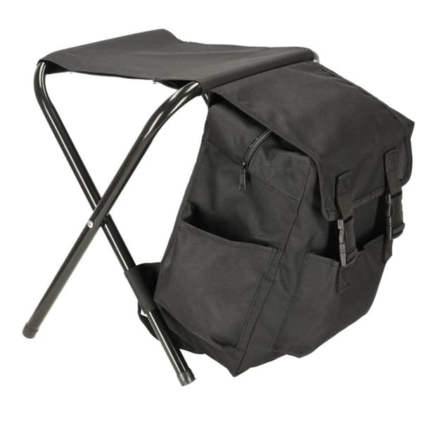 Turistikalastustuoli, kokoontaitettava reppu, musta, 10l