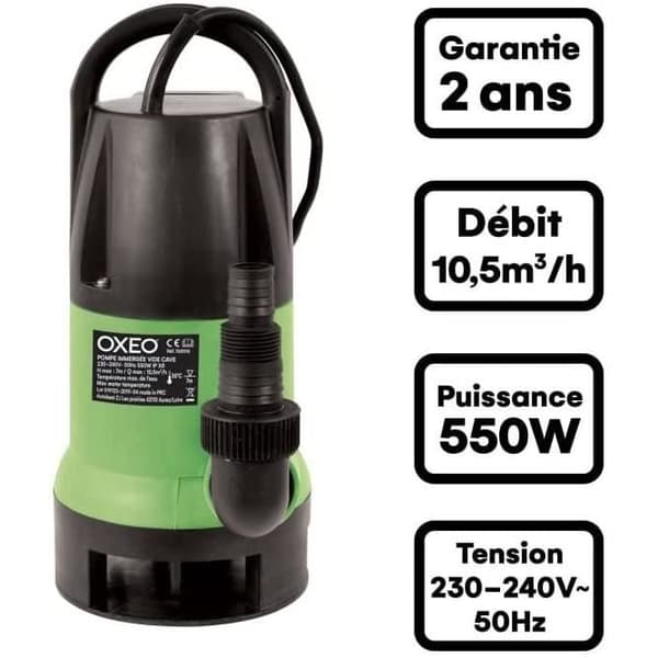 Källarvakuumpump - Ej specificerad - 550 W - Integrerad flottör - Automatisk