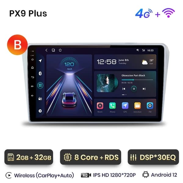Toyota Avensis bilradio, Multimedia Navigation, Android Carplay Stereo, WIFI 1GB-32GB B-2