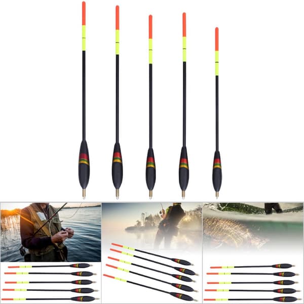 5 stk holdbare Balsa træ fiskeflåder Bobber Multipurpose Fisk Foder Baits Tilbehør Kit ( )