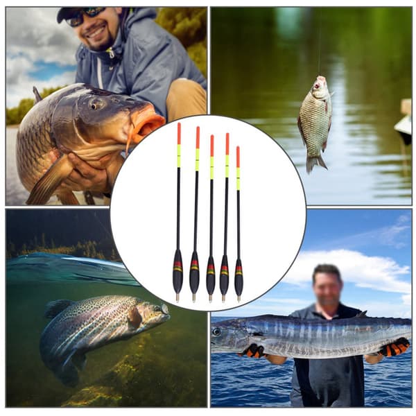 5 stk holdbare Balsa træ fiskeflåder Bobber Multipurpose Fisk Foder Baits Tilbehør Kit ( )