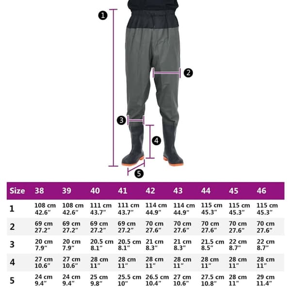 vidaXL waist waders med støvler str. 42 mørkegrøn