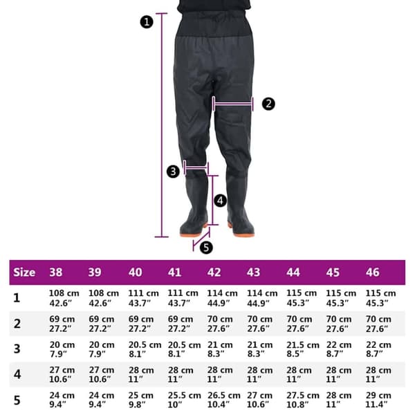 vidaXL waist waders med støvler str. 46 sort