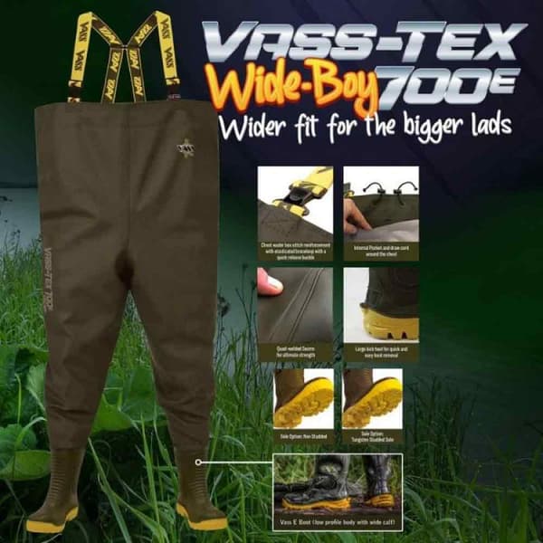 Vass Tex 700e Wide Boy Pvc-vadebukser EU 43 Mand