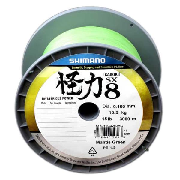 Shimano Fishing Line Kairiki 8 3000 M Gul 0.190 mm