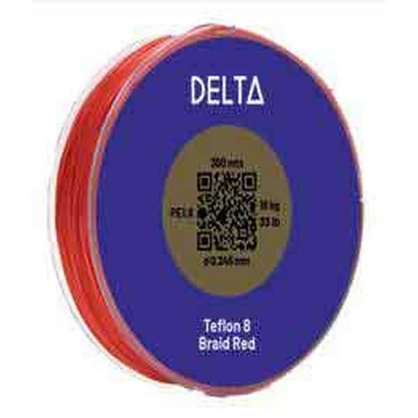 Delta Flettet Teflon 8 Braid 300 M Rød 0.280 mm