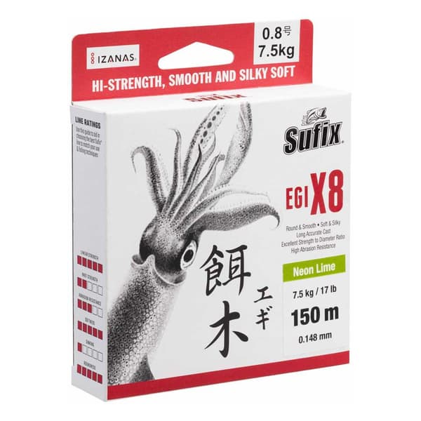Sufix Flettet Egi X8 150 M Gylden 0.080 mm