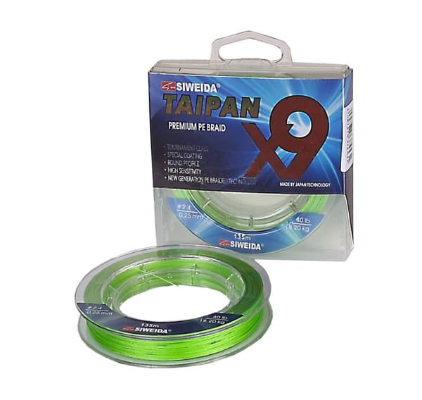 Flettet fiskesnøre SWD Taipan Premium PE X9 0,18mm 135m 11,80kg æblegrøn