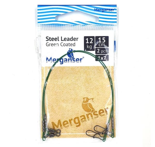 Stålføring, 1x7 beklædt, grøn, 12 kg, 15 cm, 2 stk, Merganser