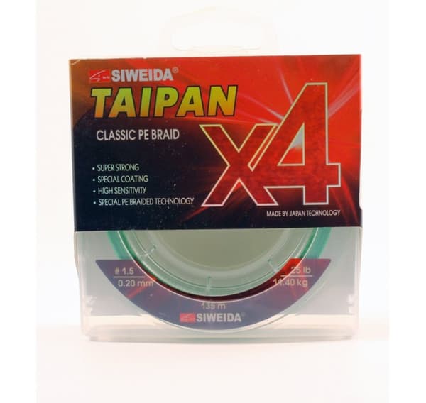 Flettet fiskeline SWD Taipan Classic PE X4 0,20mm 135m 11,40kg lysegrøn