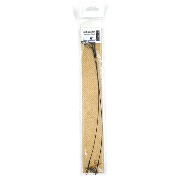 Rustfrit stål Jerk leader, 30 kg 25 cm, 2 stk, Merganser