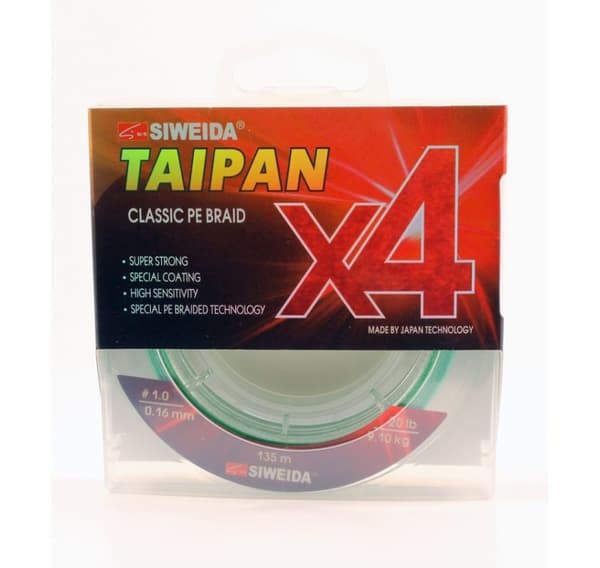Flettet fiskeline SWD Taipan Classic PE X4 0,16mm 135m 9,10kg lysegrøn
