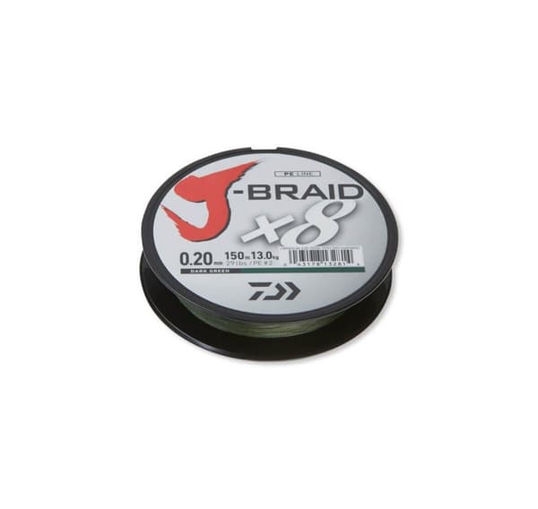 Daiwa J-Braid X8 0,18mm 150m mørkegrøn