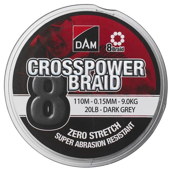 Dam Crosspower 8 Flettet Fiskesnøre 300 M Grå 0.200 mm