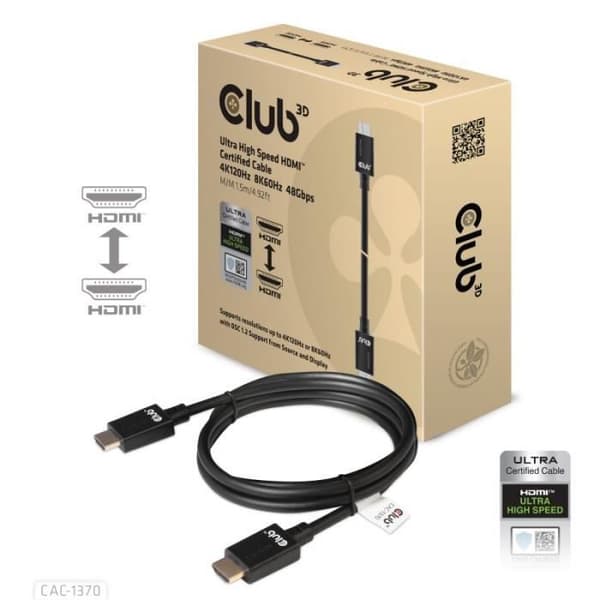 Club 3D CAC-1370 HDMI-kabel ultrahög hastighet 4 K 120 Hz 8 K60 Hz 48 Gbps hane-hane 1,5 m