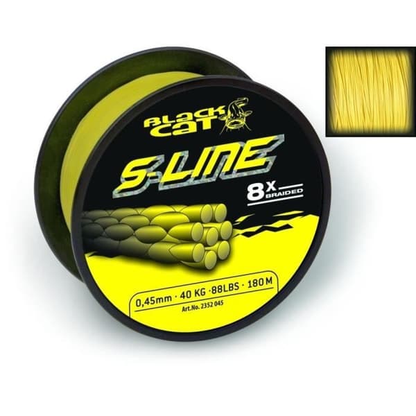 Tresse - Svart Katt - S-Linje - 250m - 0,38 mm - Gul
