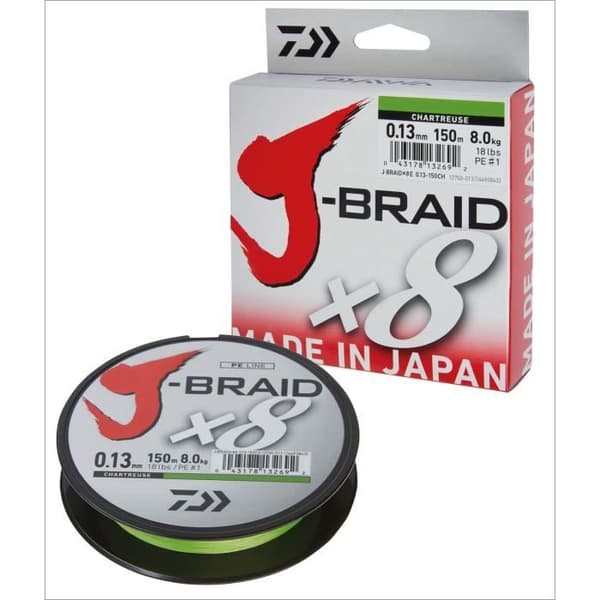 Flätad fiskelinje - Daiwa - J-Braid - 0,18 mm - 12 kg - 300 m chartreuse