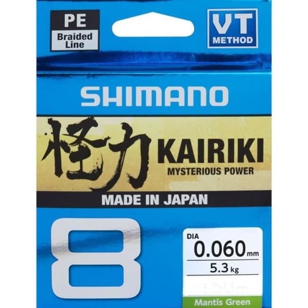 Shimano Kairiki 8 - Mantis Green 150 M 0,16 mm - 150 m Flätad fiskelina Flertrådig PE Dyneema spinnrulle Karphav