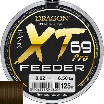 Dragon Xt69 PRO FEEDER-lina/Tillverkad i Japan 125 m 0,22 mm/6,50 kg mörkbrun|PDF-33-31-022