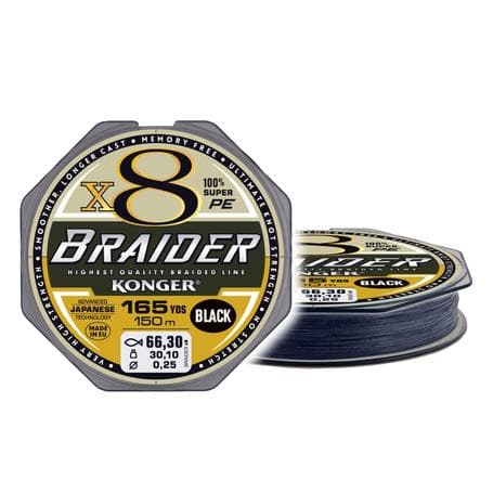 Fiskelina Konger X8Braider 0,18 mm 150 m SVART STRONG SMOOTH 1-pack |250148018