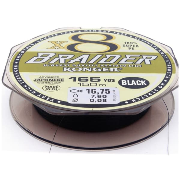 KONGER X8 PUNONTASILANKA 0.08MM 150M MUSTA 250148008 |250148008