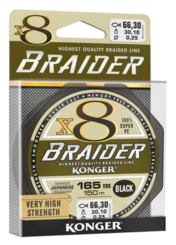 KONGER X8 FLÄTNINGSBRYGGLA 0,20 MM 150 M SVART 250148020 | 250148020