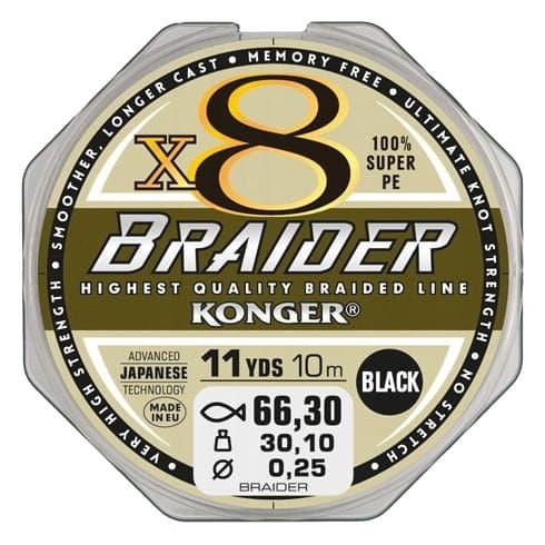 KONGER FLÄTARE X8 0,10 MM 150M SVART 250148010 |250148010