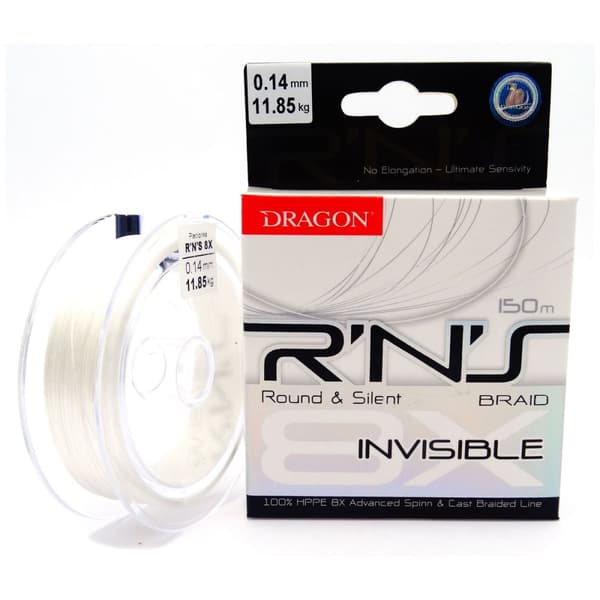 DRAGON R'N'S FLÄTA 8X OSYNLIG 0,14MM 11,85KG 150M TRANSPARENT PDF-42-03-314|PDF-42-03-314