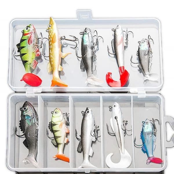 Mjukt drag för gäddöringbas, öringdrag med skarpa diskantkrokar, fiskedrag med livlig simning-10 st.