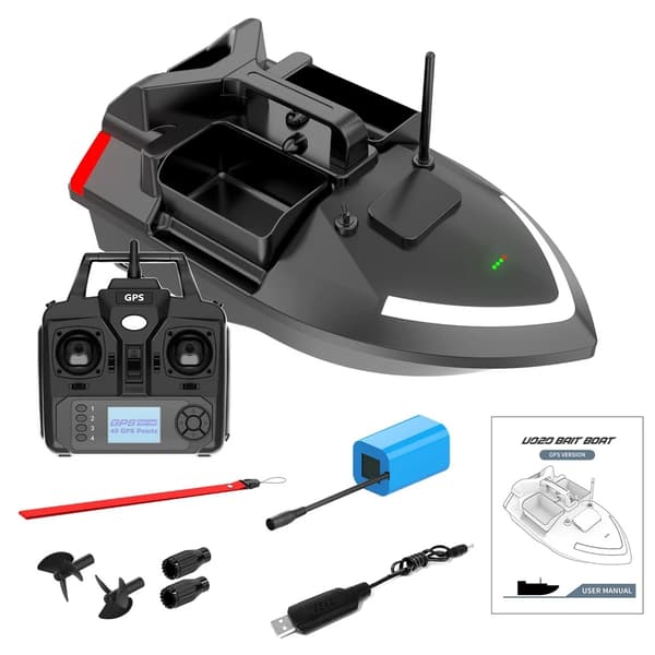 Fjärrstyrd Fiskebåt för Betesfiske, 2kg Lastkapacitet, GPS Navigation,V020 5200mAh Gul