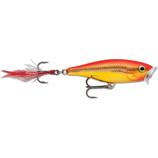 Rapala Skitter Pop 5cm - Steel Gold Flourecent Red