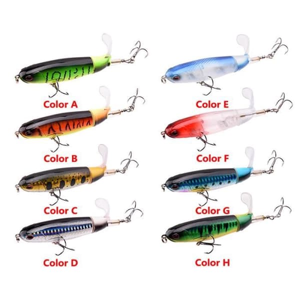 8st Whopper Plopper 11Cm 15G Flytande Popper Fiskedrag Artificiell hårdbete Wobbler Spinning Fiskesvans Tackle 3D