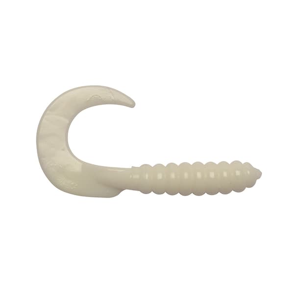 Big Bite Baits Curl Tail Grub White 7cm, 10-pack