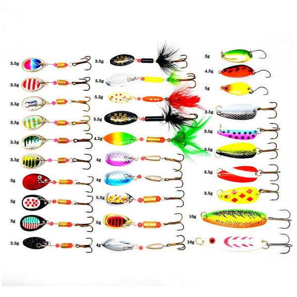 Fiskedragset – 30 delar med spinnare och skeddrag i förvaringsbox