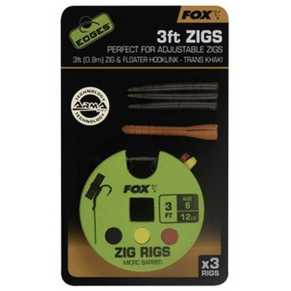 Rigs Zig för Karpa - FOX - Edges Zig Rig 8 - 90 cm - Kamouflagehylsa
